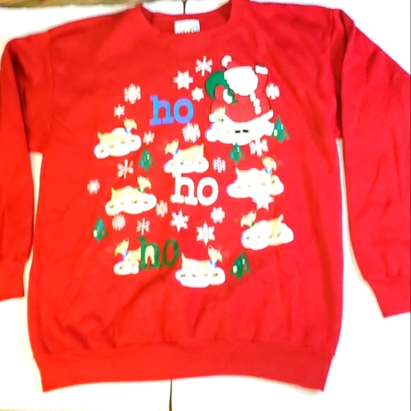 Red Vintage Christmas Sweatshirt Santa Ho Ho Ho Ulgy Xmas Sweater - Picture 5 of 11
